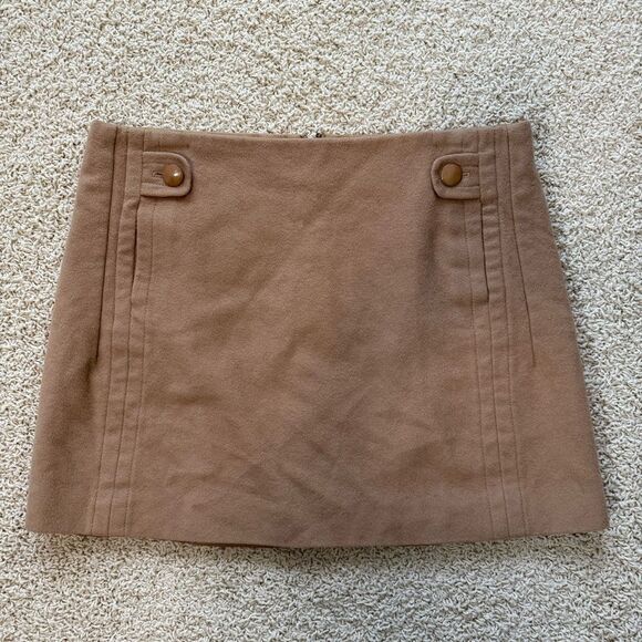 J CREW Vintage 90s Y2K Wool Cashmere Blend Mini Skirt Tan Size 12 - Picture 1 of 5